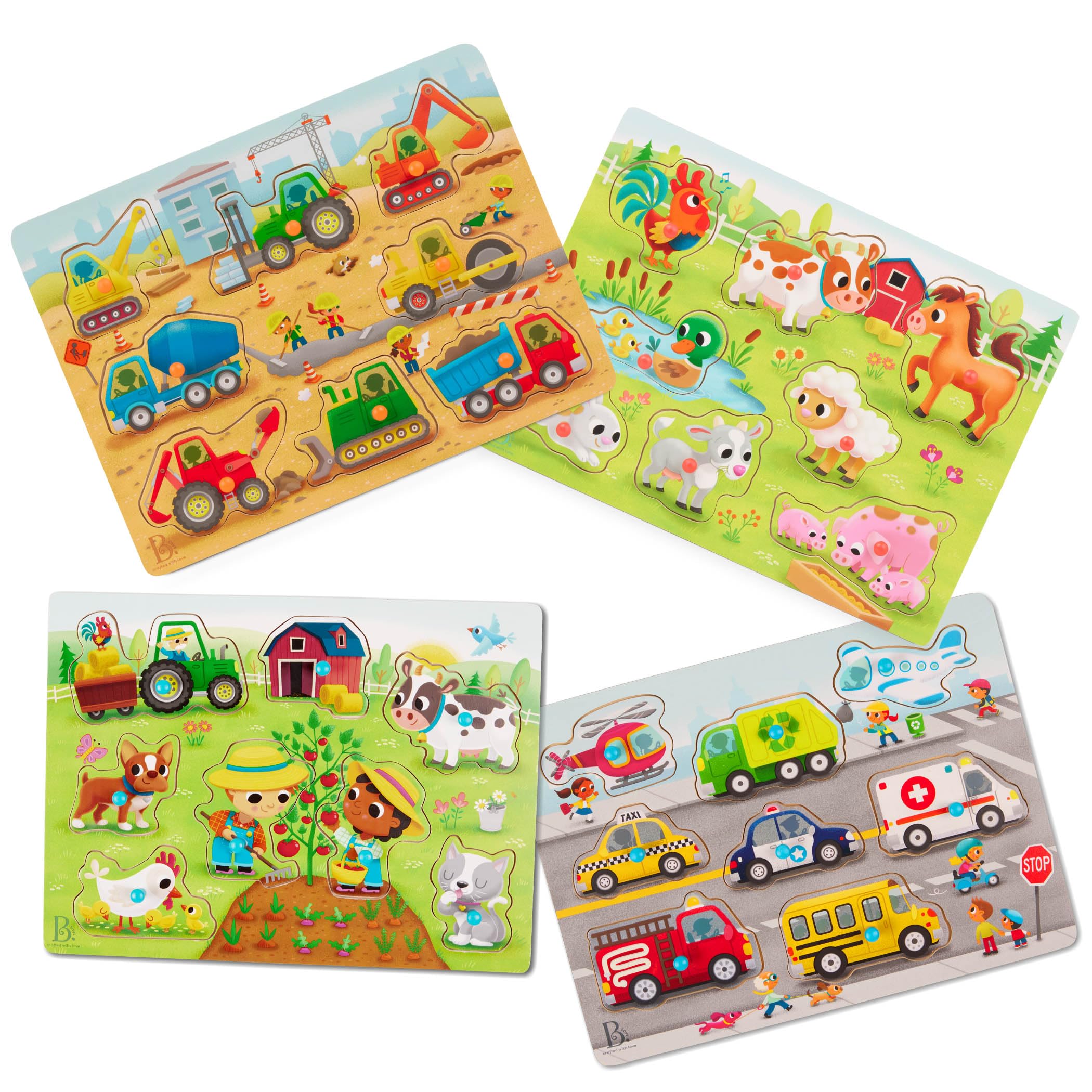 Amazon.com: B. toys – Peek & Explore Puzzle 4 – Pack – Wood Toys